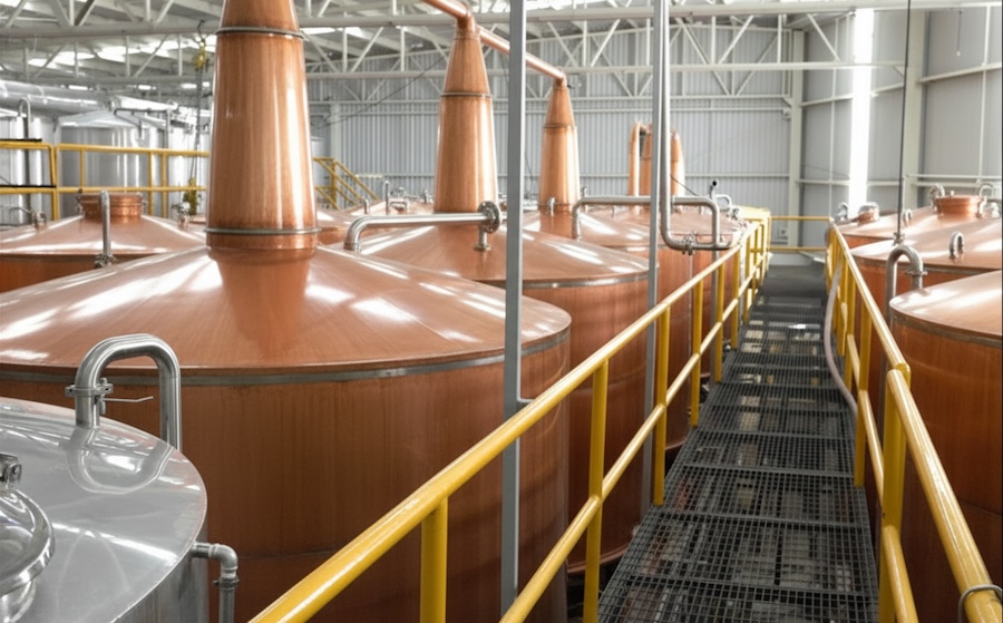 Copper pot stills at the distillery